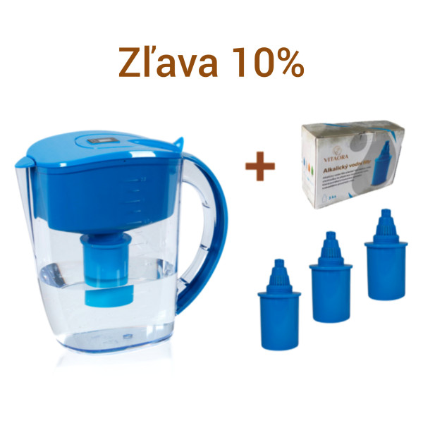 Filtračná kanvica s alkalickým filtrom-MODRÁ+3 filtre