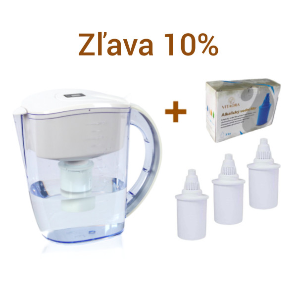 Filtračná kanvica s alkalickým filtrom-BIELA+3 filtre